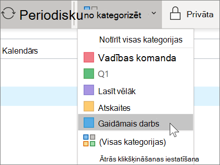 Kategorijas pievienošana kalendārā programmā Outlook