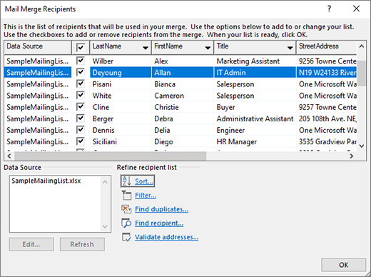 Adresātu rediģēšanas dialogs