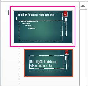 Slaidu šablona sīktēls slaidu šablona skatā
