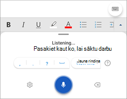 Diktēšanas ekrānuzņēmums Android tālrunī.