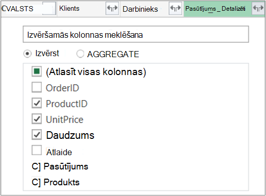 Tabulas Pasūtījumu_dati saites izvēršana