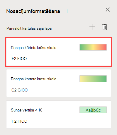 Trīs krāsu skalas formatējums