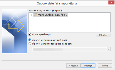 Izvēlieties "importēt vienumus pašreizējā mapē"