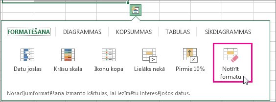 Opcija Notīrīt