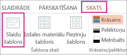 Cilnē Skats noklikšķiniet uz Slaidu šablons.