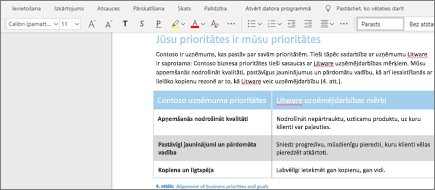 Teksta formatēšana pakalpojumā Word Online