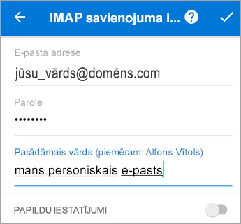 Ievadiet savu paroli un nepieciešamos servera iestatījumus.