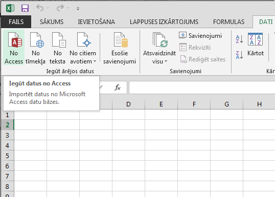 Datu importēšana no Access