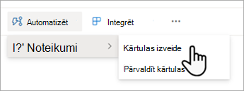 Izveidojiet kārtulu, lai automatizētu sarakstu sharePoint vidē.