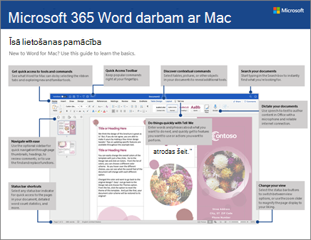 Word 2016 darbam ar Mac īsā lietošanas pamācība