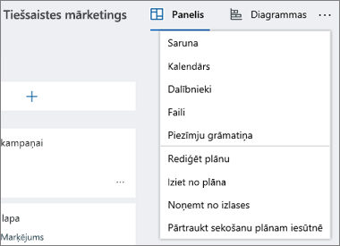 Noklikšķiniet uz daudzpunktes, lai iegūtu pilnu plānotāja rīku sarakstu