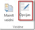 Veidnes opciju poga programmā Publisher 2013