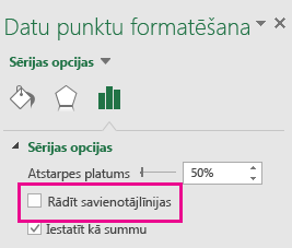 Datu punktu formatēšanas uzdevumrūts ar notīrītu rūtiņu Rādīt savienotājlīnijas sistēmā Office 2016