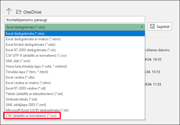 Saglabājiet Excel failu kā CSV failu.