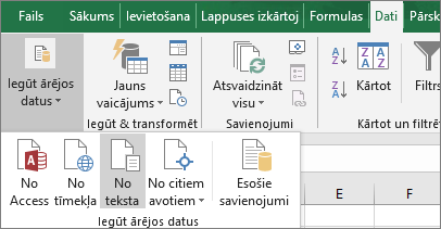 Cilnē Dati ir iezīmēta opcija No teksta.