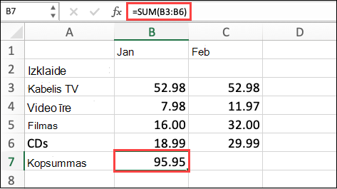 macOS automātiskās um formula