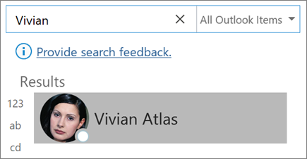 Meklēšanas izmantošana programmā Outlook, lai atrastu kontaktpersonas