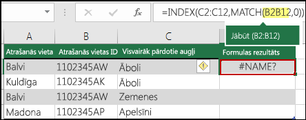 #NAME? kļūda, ko izraisa kola izt prombūtne diapazona atsaucē
