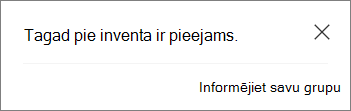 Paziņojums, kas tiek parādīts SharePoint vidē, lai informētu grupu par jaunu failu