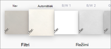 Attēlu skenēšanas filtrēšanas opcijas pakalpojumā OneDrive darbam ar iOS