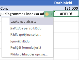 Kļūdas #FIELD! ignorēšana