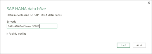 SAP HANA Database dialog box