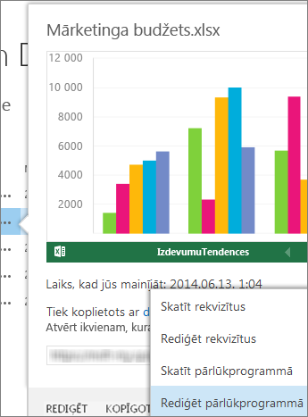 Office dokumenta priekšskatījums SharePoint bibliotēkā