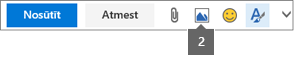 Attēla ievietošanas ikona ļauj ievietot no pakalpojuma OneDrive vai jūsu datora