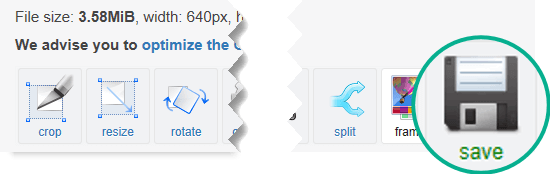 Noklikšķiniet uz pogas Saglabāt, lai rediģēto GIF failu saglabātu savā datorā