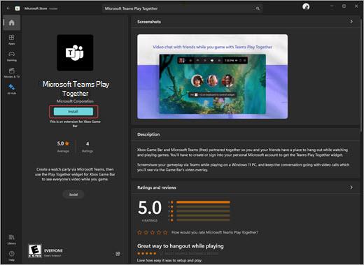 Instalējiet Microsoft Teams Play Together logrīku no Microsoft Store.