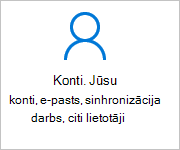 Konti Iestatījumi ekrānā