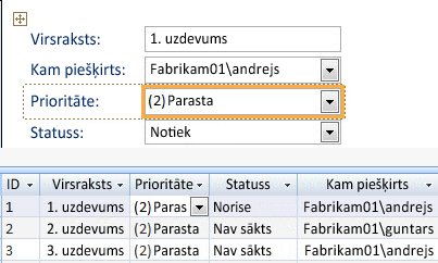 Skata izveide, izmantojot programmu Microsoft Access