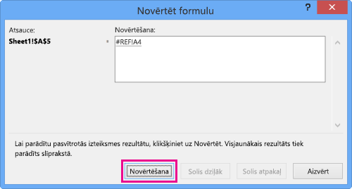 Formulas novērtēšanas dialoglodziņš