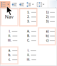 Numurētu sarakstu stilu galerija programmā PowerPoint Online