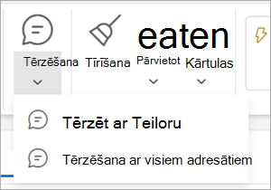 Chat around email ribbon item select for drop-down menu