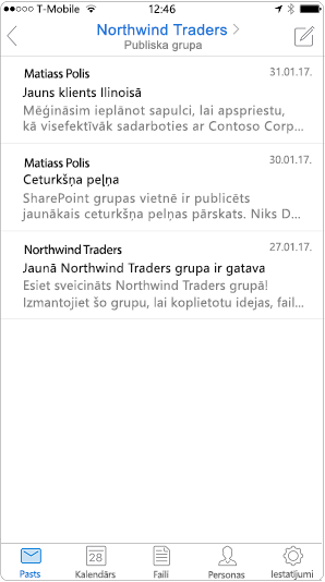 Conversation view in the Outlook mobile app