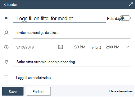 Hurtigskriving i Outlook på nettet