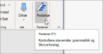 Velg Redigering i Hjem-fanen, eller trykk på F7 for å åpne Redigering-ruten.