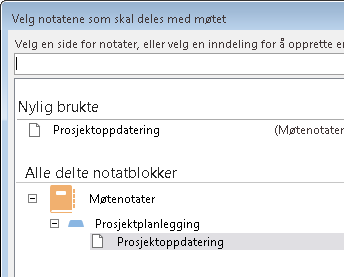 Velge notater for deling