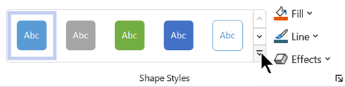 Alternativer for figurformatering på Hjem-fanen i Visio for Microsoft 365.