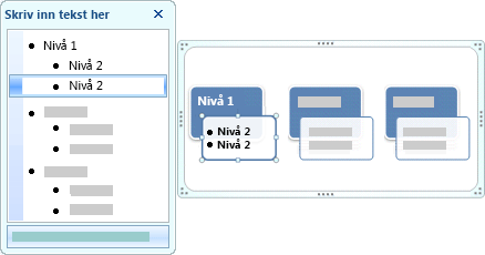 Bilde av tekstruten med tekst på nivå 1 og nivå 2