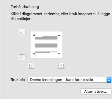 Forhåndsvisningsboksen i dialogboksen Kantlinjer og skyggelegging vises