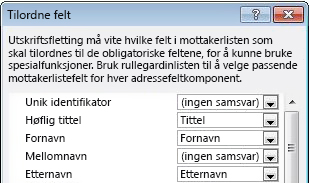 Dialogboksen Tilordne felt