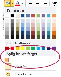 Alternativet Nylig brukte farger