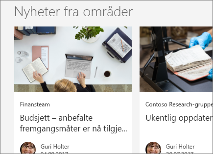 SharePoint Office 365 – Nyheter fra områder