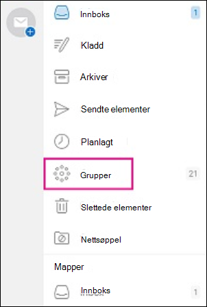 Grupper-mappen i navigasjonsruten