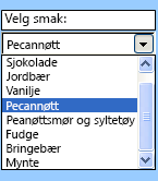 Eksempel på skjemakontrollen kombinasjonsboks