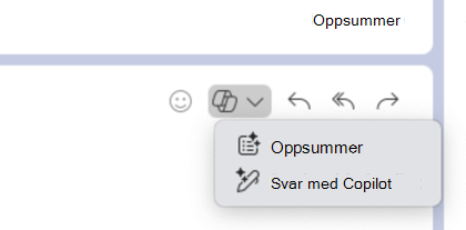 Når Copilot-ikonet er valgt, vises en meny med Oppsummer og Svar med Copilot.