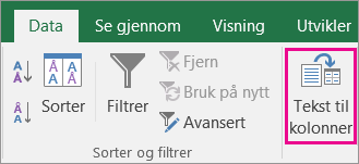 Velg Data > Tekst til kolonner