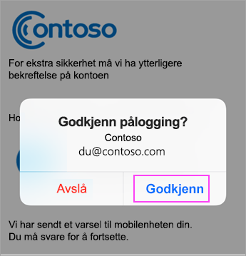 Trykk på Godkjenn for å tillate pålogging.